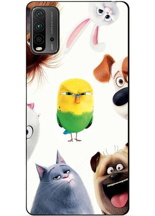 Силиконовый бампер чехол для xiaomi redmi 9t с рисунком тайная жизнь домашних животных