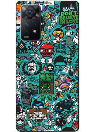 Силиконовый бампер чехол для xiaomi redmi note 11 pro с картинкой стикеры