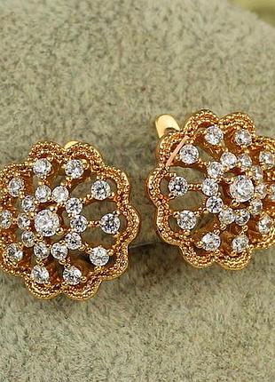 Сережки xuping jewelry сакура 1,7 см золотисті