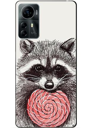 Силиконовый чехол бампер для zte blade a72s с рисунком енот