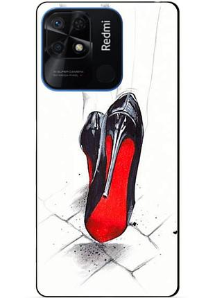 Силиконовый бампер чехол для xiaomi redmi 10c с рисунком туфли