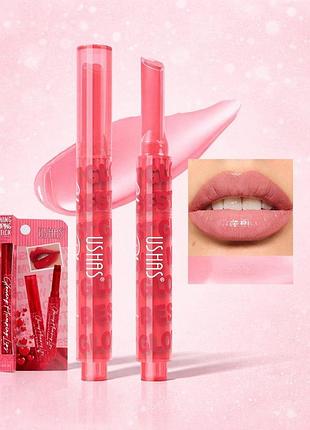 Глянцевый блеск для губ ushas glowing plumping lipstick 08 нежно-розовый полупрозрачный, 2,5 г