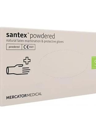Перчатки медицинские латексные mercator santex опудренные размер s (100шт.уп)
