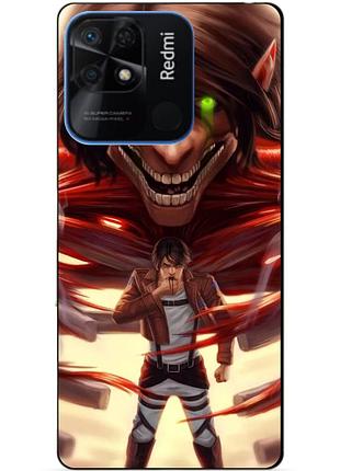 Силиконовый бампер чехол для xiaomi redmi 10c с аниме attack on titan