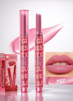 Глянцевый блеск для губ ushas glowing plumping lipstick 07 нежно-розовый, 2,5 г