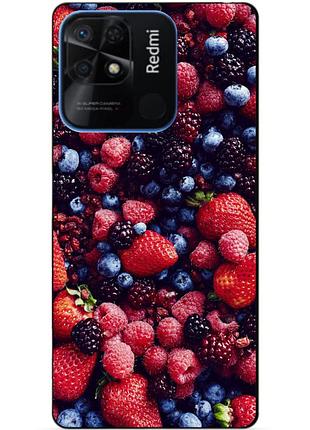 Силиконовый бампер чехол для xiaomi redmi 10c с рисунком ягоды