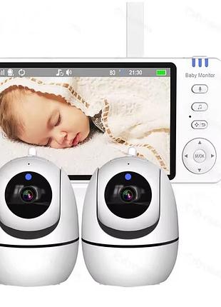 Видеоняня беспроводная поворотная baby monitor abm501 (5 дюймов) 2 камеры в комплекте