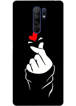 Силиконовый бампер чехол для xiaomi redmi 9 с рисунком знак любви