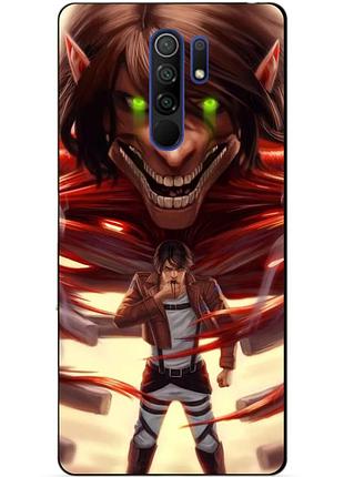 Силиконовый бампер чехол для xiaomi redmi 9 с аниме attack on titan