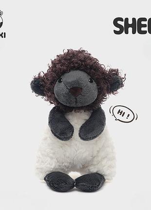 Мягкая плюшевая игрушка jooki sheep барашек вьющийся арт 1479 32 см черно-белый