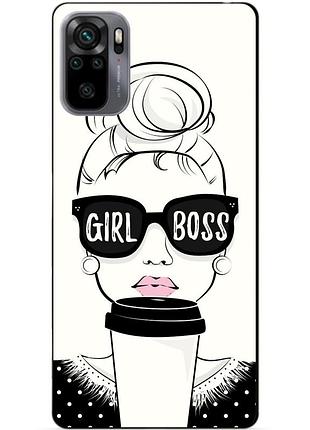 Силиконовый бампер чехол для xiaomi redmi note 10s / note 10 с рисунком girl boss