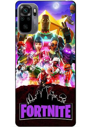 Силиконовый бампер чехол для xiaomi redmi note 10s / note 10 с рисунком fortnite