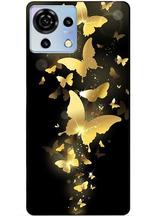 Силіконовий чохол бампер для zte blade v50 vita з малюнком золоті метелики метелики метелики