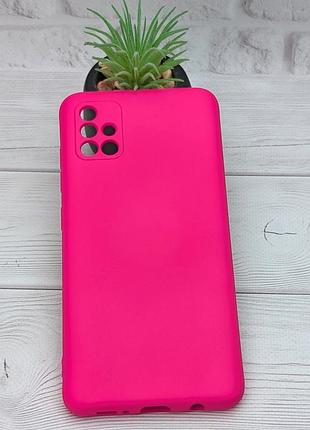 Чехол silicone case box для samsung galaxy a51 / a515 бампер с микрофиброй розовый