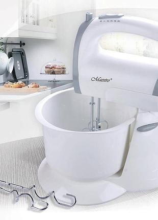 Кухонный миксер с чашей maestro mr-555 400 вт. для взбивания и замешивания теста