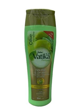 Шампунь dabur vatika живлення та захист з екстрактом оливкової олії та мигдалю 180 мл