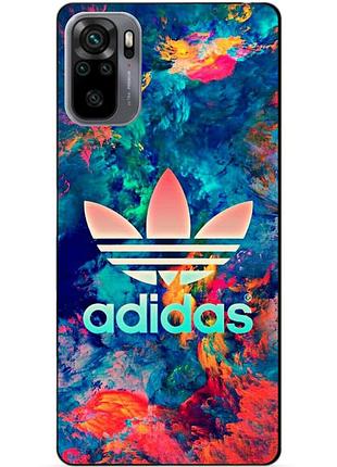 Силиконовый бампер чехол для xiaomi redmi note 10s / note 10 с рисунком adidas