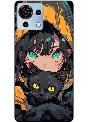 Чехол силиконовый бампер для zte blade v50 vita с рисунком аниме котик