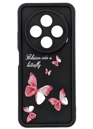 Чохол shock case print для телефона xiaomi redmi 14c бампер силіконовий чорний з малюнком метелики