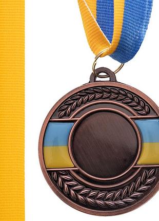 Заготовка медали с лентой ukraine 5 см серебро/бронза бронза