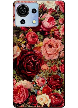 Чехол силиконовый бампер для zte blade v50 vita с рисунком красные розы цветы