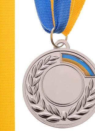 Заготовка медали с лентой ukraine 5см золото, серебро, бронза серебро