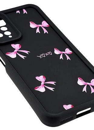 Чехол shock case print для телефона xiaomi redmi note 12 pro 4g бампер силиконовый черный с рисунком бантики 2