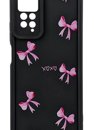 Чохол shock case print для телефона xiaomi redmi note 11 pro/ note 11 pro 5g бампер силіконовий чорний з малюнком бантики