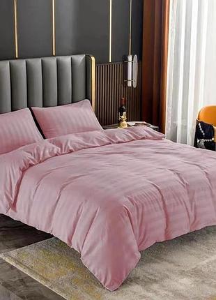 Комплект постельного белья сатин страйп colorfull home евро ( цвета в ассортименте )) розовый