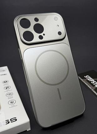 Чохол для iphone 15 pro max з magsafe і лінзами на камеру скляний матовий glass acrylic case