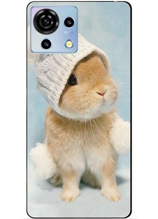 Чехол силиконовый бампер для zte blade v50 vita с рисунком зайчик в шапке