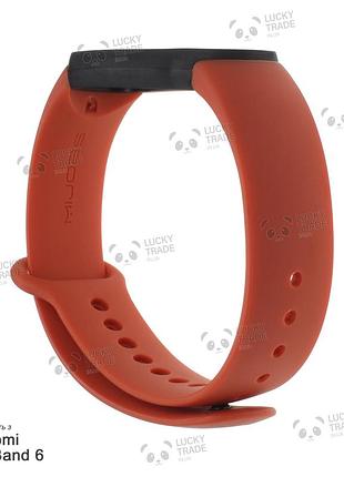 Ремешок xiaomi mi band 6 силиконовый двухцветный браслет с рамкой miband оранжевый / черный 101101p