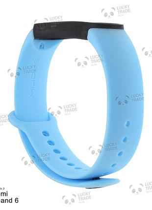 Ремешок xiaomi mi band 6 силиконовый двухцветный браслет с рамкой miband голубой / черный 101101p