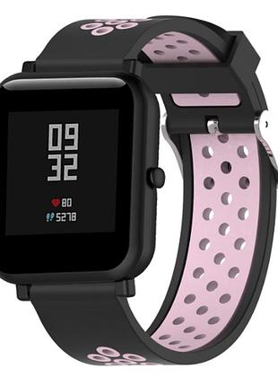 Силиконовый ремешок sport для xiaomi amazfit bip / lite / 20 мм черный / розовый 1895p