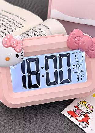 Настольные часы-будильник с термометром и подсветкой hello kitty zl-2110pi розовый