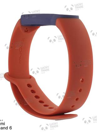 Ремешок xiaomi mi band 6 силиконовый двухцветный браслет с рамкой miband оранжевый / синий 101101p