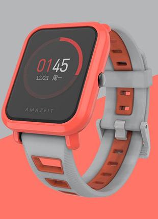 Силиконовый ремешок mijobs sport youth для xiaomi amazfit bip / lite / 20 мм серый / оранжевый 1991p