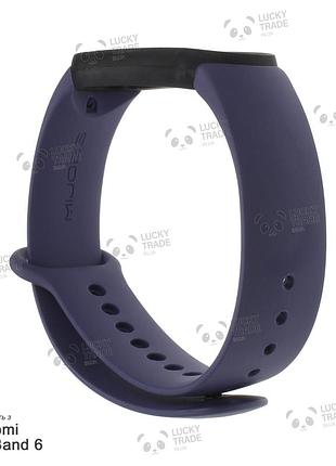 Ремешок xiaomi mi band 6 силиконовый двухцветный браслет с рамкой miband темно-синий / черный 101101p