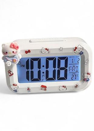 Настольные часы-будильник с термометром и подсветкой hello kitty zl-2110 белый