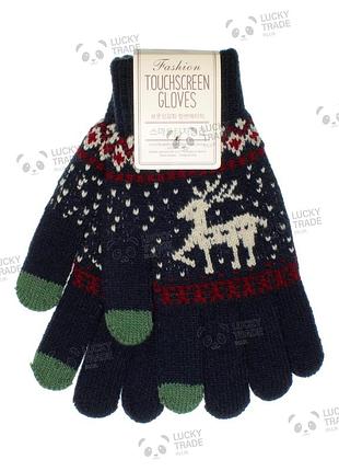 Перчатки iwinter animal korean для сенсорных экранов xiaomi iphone huawei samsung темно-синий 1889p