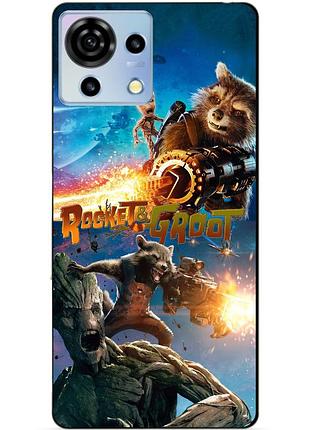 Чехол силиконовый бампер для zte blade v50 vita rocket groot ракета грут стражи галактики
