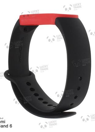 Ремінець xiaomi mi band 6 силіконовий двоколірний браслет з рамкою miband чорний / червоний 101101p