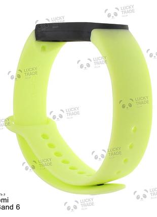 Ремінець xiaomi mi band 6 силіконовий двоколірний браслет з рамкою miband салатовий / чорний 101101p