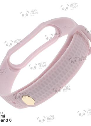 Ремінець xiaomi mi band 6 mijobs aurora силіконовий рифлений однотонний браслет бежевий / рожевий 244401p