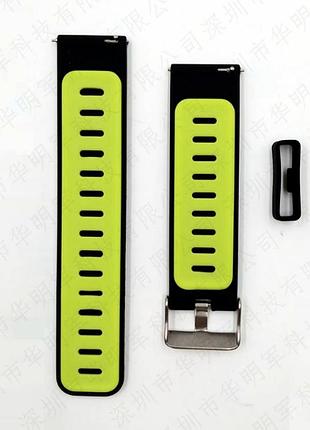 Силіконовий ремінець sport dual color для amazfit gtr 2 / pace / stratos / 22 мм чорний / зелений 1899p