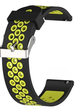 Силіконовий ремінець sport для amazfit gtr 2 / pace / stratos / 22 мм чорний / зелений 1894p