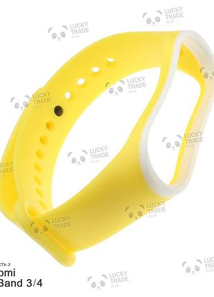 Ремінець xiaomi mi band 4 / 3 силіконовий двоколірний браслет з рамкою жовтий / білий 2176p