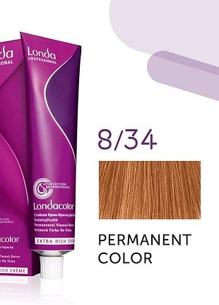 Краска для волос лонда londa сolor permanent professional 8/34 светлый блонд золотисто-медный