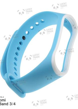 Ремінець xiaomi mi band 4 / 3 силіконовий двоколірний браслет з рамкою блакитний / білий 2176p