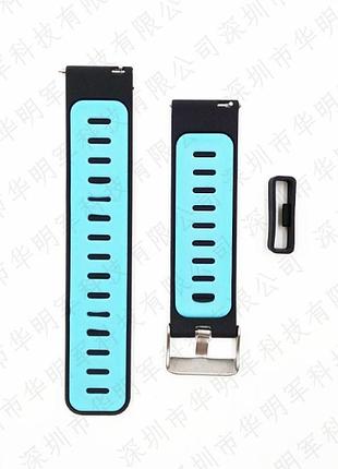 Силиконовый ремешок sport dual color для amazfit gtr 2 / pace / stratos / 22 мм черный / голубой 1899p